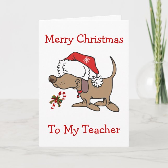 TEACHER/CHRISTMAS-CHRISTMAS PUPPY FÖR LÄRARE HELGKORT (Framsida)