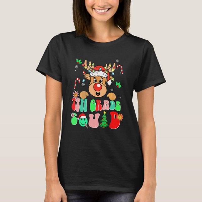 Teacher Christmas Funny 7th Grade Squad Reindeer G T Shirt (Framsida)