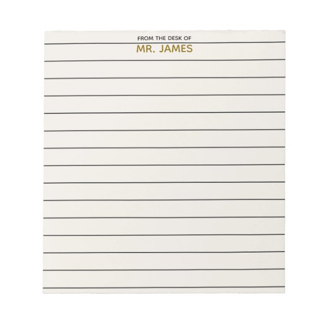 Teacher Clean Simple Lined Paper From The Desk Of  Anteckningsblock (Framsida)