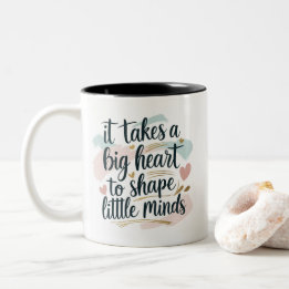 Teacher Coffee Mug – It Takes a Big Heart to Shape Två-Tonad Mugg