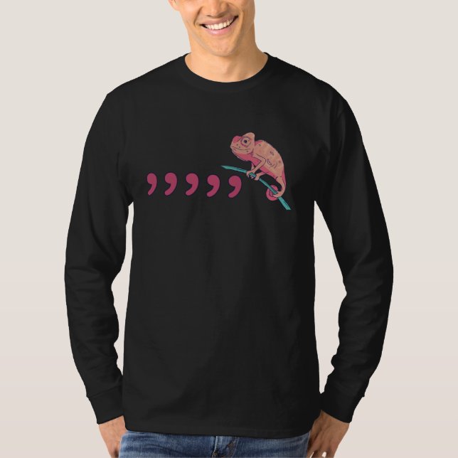Teacher Comma Chameleon  80 s T Shirt (Framsida)