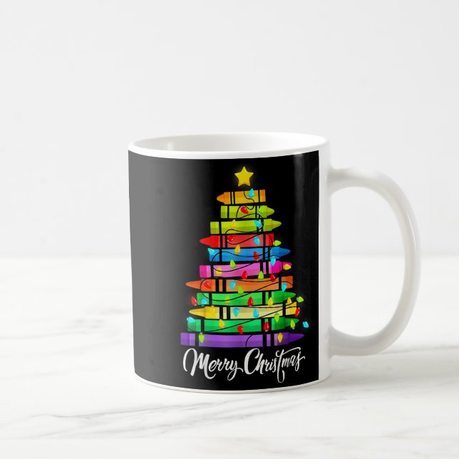 Teacher Crayon Merry Christmas Tree Lights School  Kaffemugg (Höger)