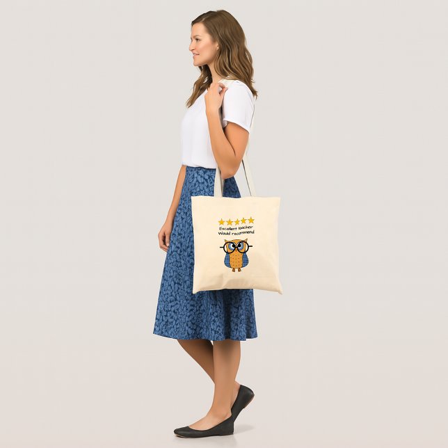 Teacher custom text school owl tygkasse (Skapare uppladdad)