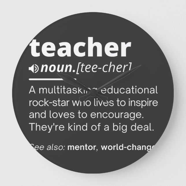 Teacher Definition - Funny Teaching School Teacher Stor Klocka (Framsida)