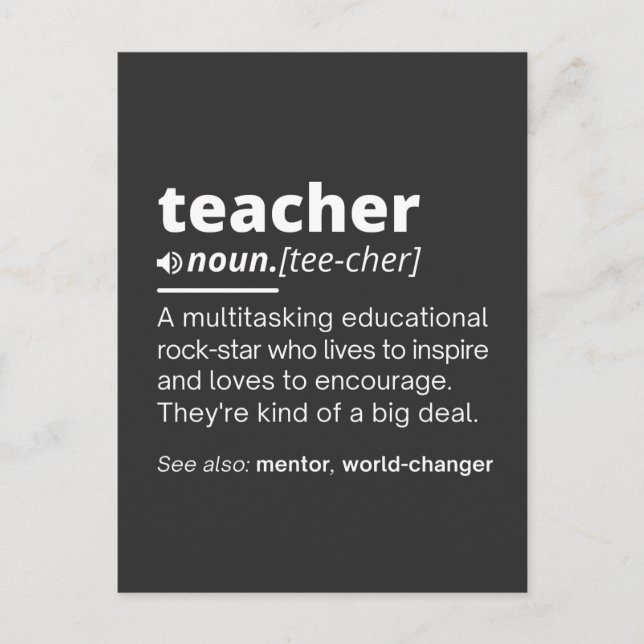 Teacher Definition - Funny Teaching School Teacher Vykort (Framsida)