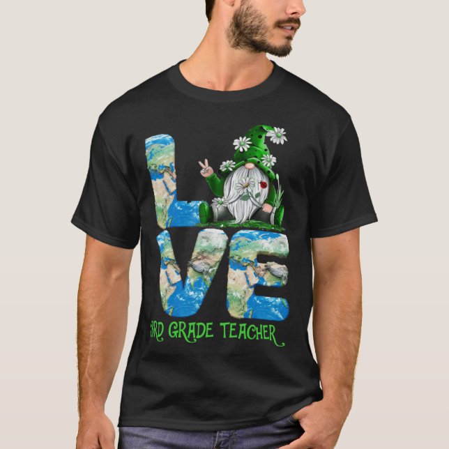 Teacher Earth Day 2023 Gnome 3rd Grade Teacher T Shirt (Framsida)