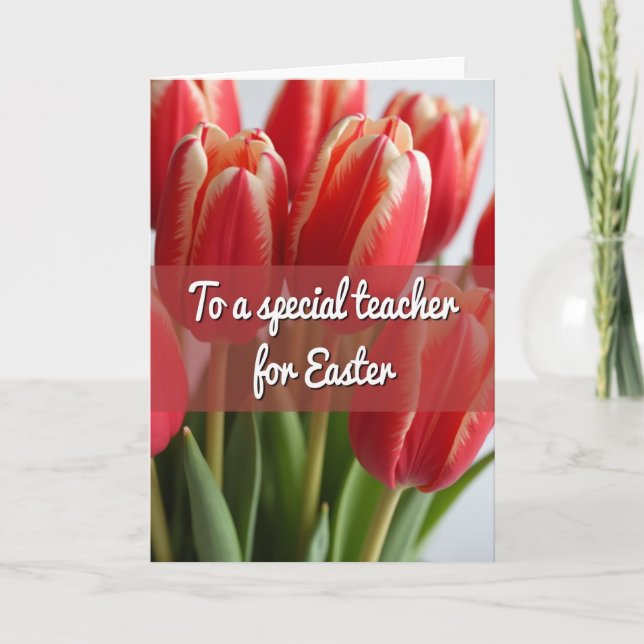 Teacher Easter Flower Card Kort (Framsida)