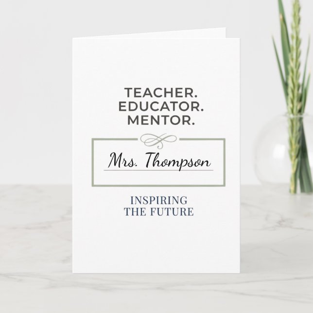 Teacher. Educator. Mentor. Custom Retirement Gift Kort (Framsida)