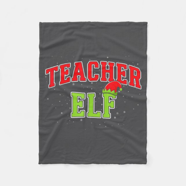 Teacher Elf Christmas Family Matching Group Xmas T Fleecefilt (Framsidan)