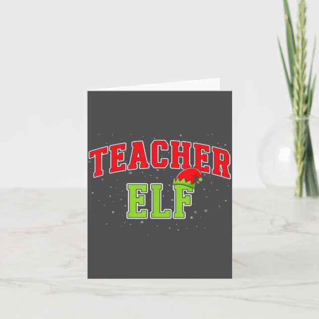 Teacher Elf Christmas Family Matching Group Xmas T Kort (Framsida)