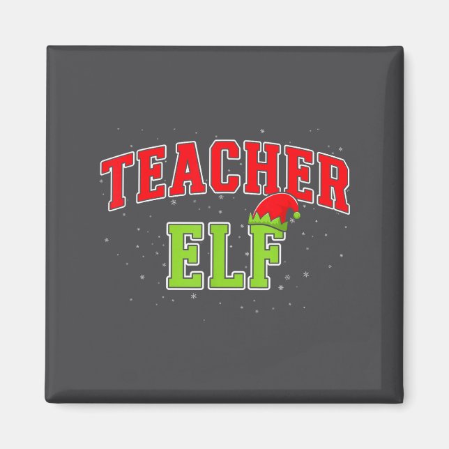 Teacher Elf Christmas Family Matching Group Xmas T Magnet (Framsidan)