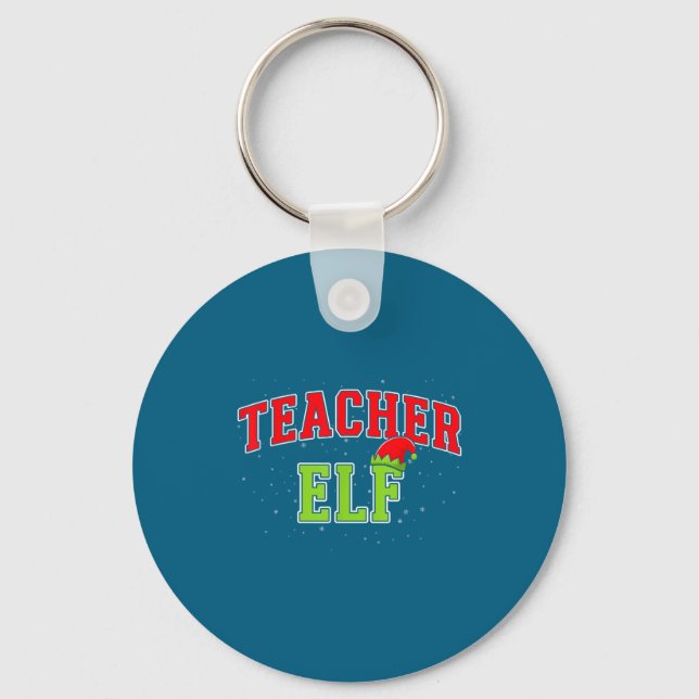Teacher Elf Christmas Family Matching Group Xmas T Nyckelring (Framsida)