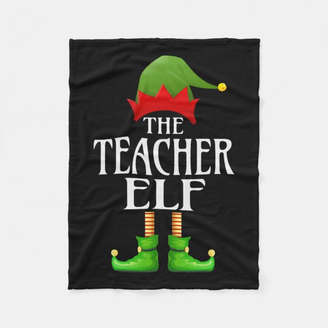 Teacher Elf Julafton Funny Family Matching Group C Fleecefilt (Framsidan)