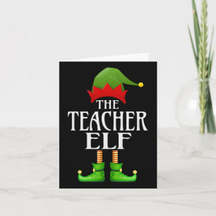 Teacher Elf Julafton Funny Family Matching Group C Kort