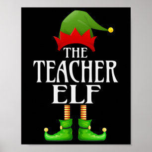 Teacher Elf Julafton Funny Family Matching Group C Poster