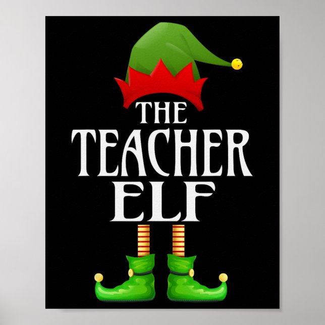Teacher Elf Julafton Funny Family Matching Group C Poster (Framsidan)