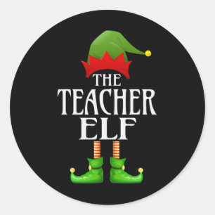 Teacher Elf Julafton Funny Family Matching Group C Runt Klistermärke