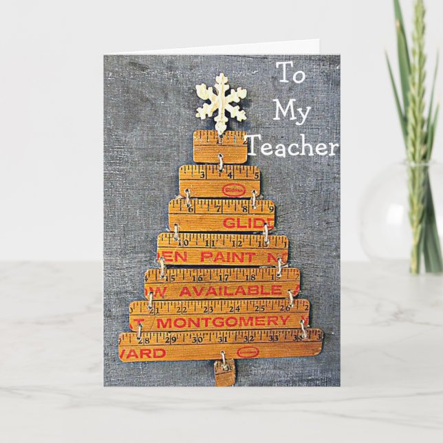 TEACHER ELLER LÄRARENS AIDE **CHRISTMAS RULER TRÄD HELGKORT (Framsida)
