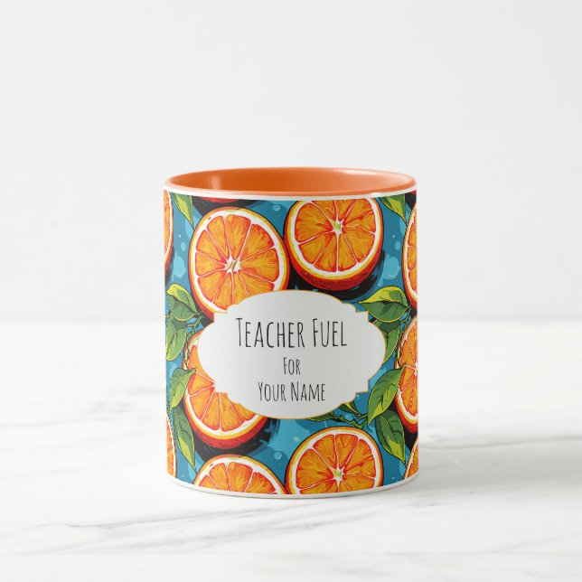 Teacher Fuel Orange – Personalized Coffee Mug Mugg (Center)