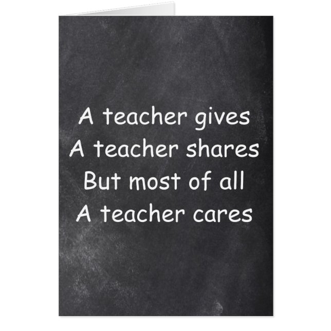Teacher Ge Shares Cares Chalkboard Design Hälsningskort (Framsidan)