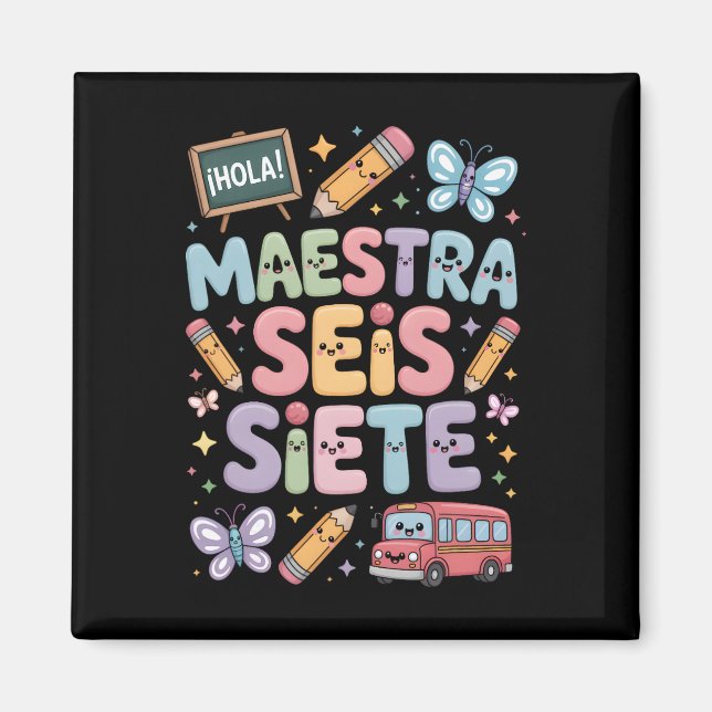 Teacher Gen Alpha Brainrot 67 Six Seven Maestra Se Magnet (Framsidan)