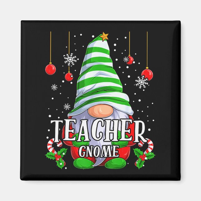 Teacher Gnome Christmas Pajamas Matching Family Gr Magnet (Framsidan)