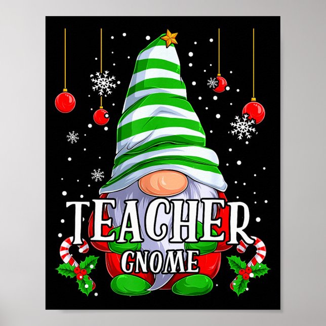 Teacher Gnome Christmas Pajamas Matching Family Gr Poster (Framsidan)