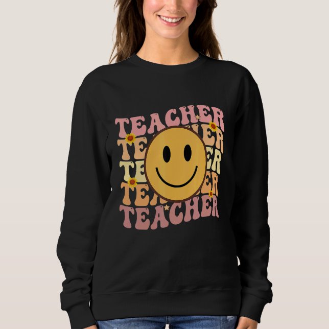 Teacher Groovy Retro Hippie 3 T Shirt (Framsida)