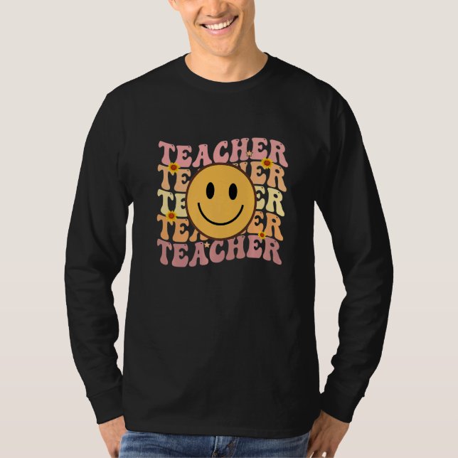 Teacher Groovy Retro Hippie  3 T Shirt (Framsida)