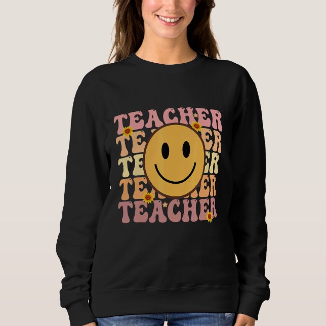 Teacher Groovy Retro Hippie 4 T Shirt (Framsida)
