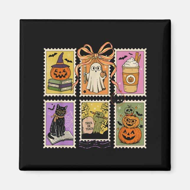 Teacher Halloween Shirt Soky Ghost Reading Hallowe Magnet (Framsidan)