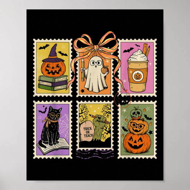 Teacher Halloween Shirt Soky Ghost Reading Hallowe Poster (Framsidan)