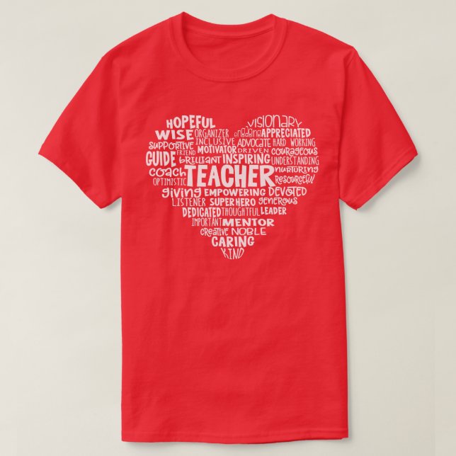 Teacher Heart Ord Cloud T Shirt (Design framsida)