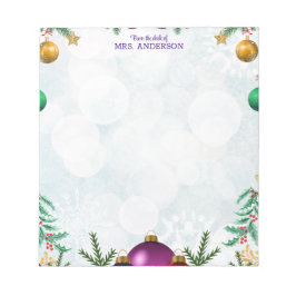 Teacher Hollyday Floral Lit-up Christmas Anteckningsblock