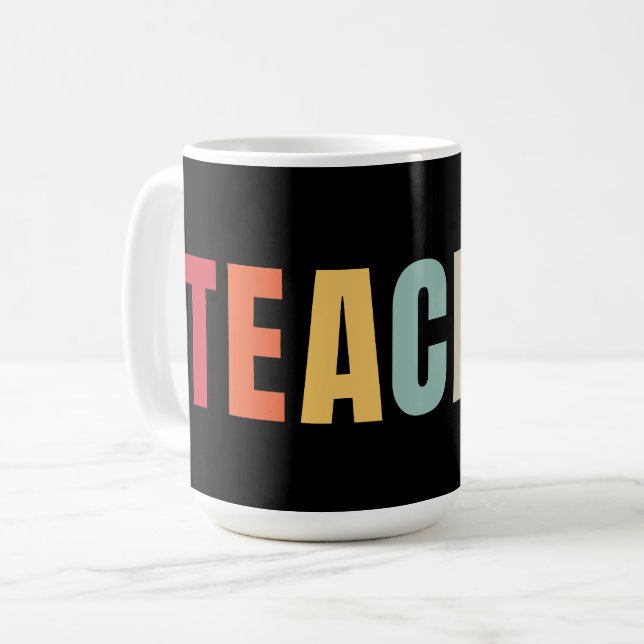 TEACHER i färgstarka bokstäver Kaffemugg (Framsida vänster)