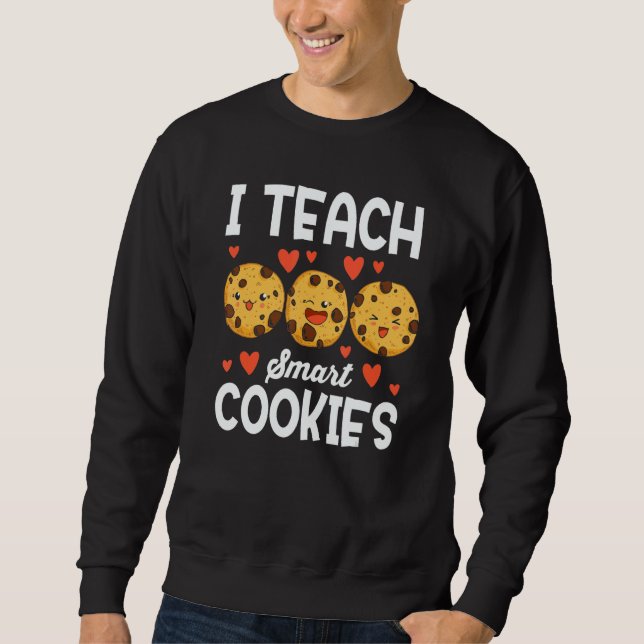 Teacher I Teach Smart Cookies Back To School Xmas Lång Ärmad Tröja (Framsida)