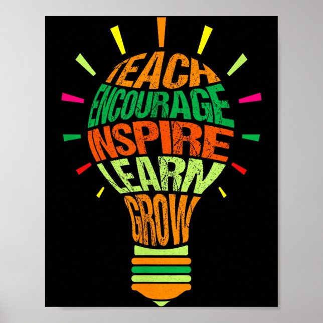 Teacher Insrational Definition Colorful Lightbulb  Poster (Framsidan)