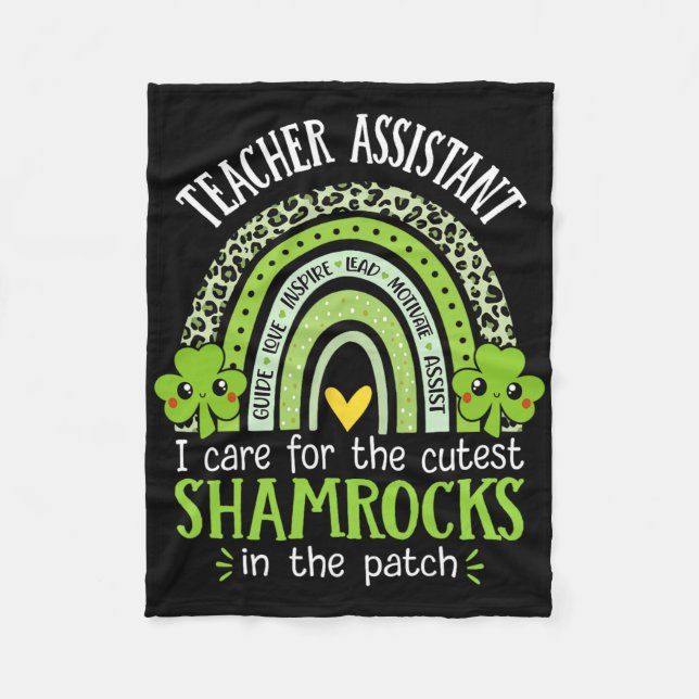 Teacher Istant St Patricks Day Shamrocks Teacher A Fleecefilt (Framsidan)