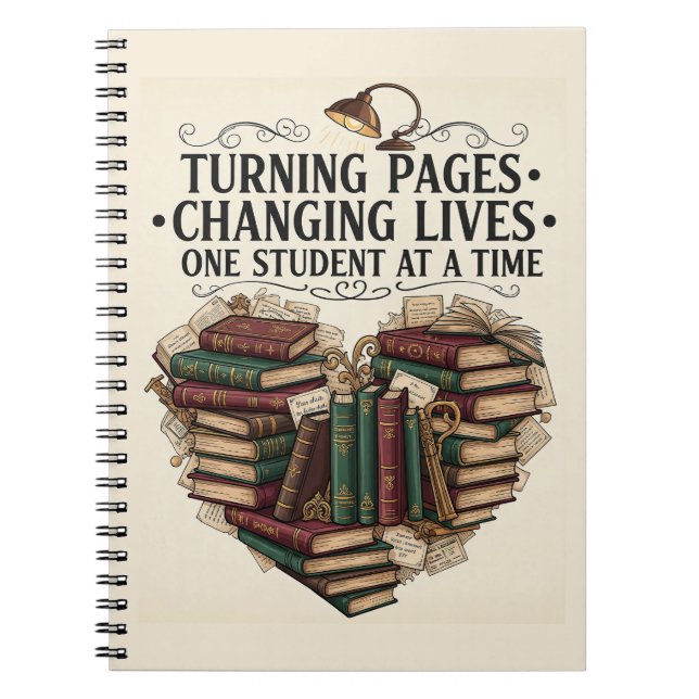 Teacher Journal Notebook | Turning Pages Heart Anteckningsbok (Framsidan)