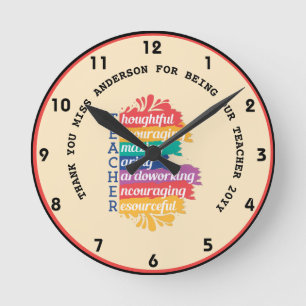 TEACHER KÄRLEK INSPIRE Personlig CLASSROOM GIFT Rund Klocka