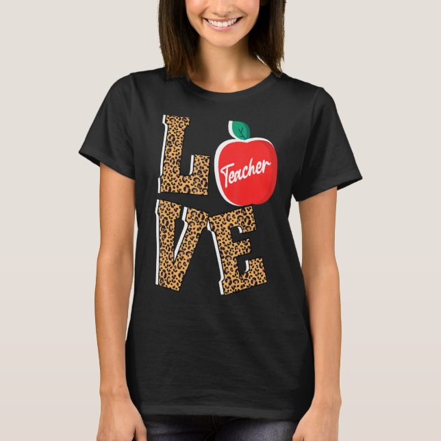 Teacher Kärlek Leopard Cheetah Print Teacher Team T Shirt (Framsida)