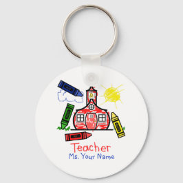Teacher Keychain - Schoolhouse & Kritor Nyckelring