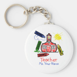 Teacher Keychain - Schoolhouse & Kritor Nyckelring