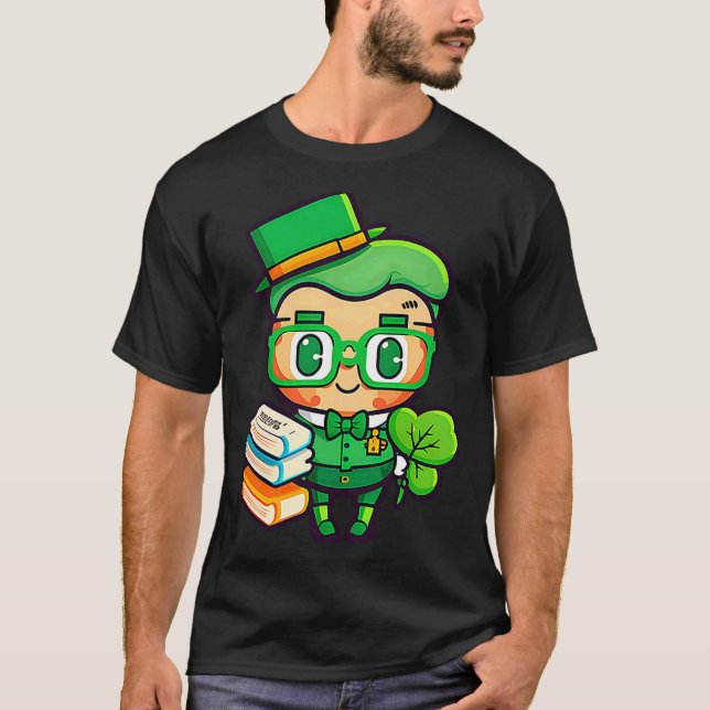 Teacher Leprechaun St Patricks Day Teacher T Shirt (Framsida)