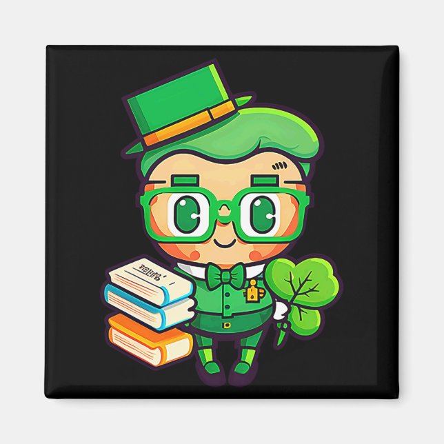 Teacher Leprechaun St Patricks Day Teacher T Shirt Magnet (Framsidan)