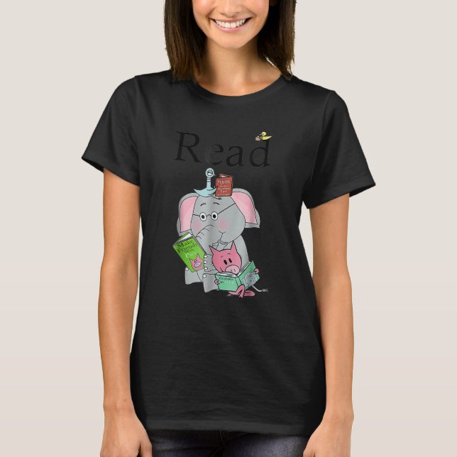 Teacher Library Read Book Club Cute Elephant Read  T Shirt (Framsida)