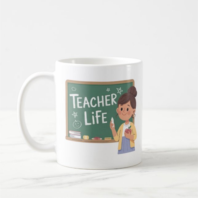 Teacher Life Cute Teacher Chalkboard Coffee Mug Te Kaffemugg (Vänster)
