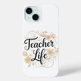 Teacher Life Floral Typography Design