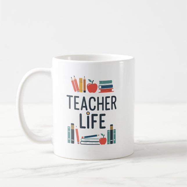 Teacher Life Modern Typography Design Kaffemugg (Vänster)