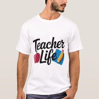 Teacher Life Shirt – Cute Apple & Pencil Design |  T